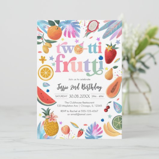 Twotti Frutti 2nd Birthday Invitation 招待状 (スタンド正面)