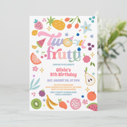 Twotti Frutti Fruit 2nd Birthday Invitation 招待状 (スタンド正面)