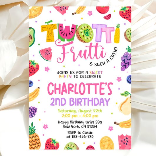Twotti Frutti Invitation, Two-tti Frutti Birthday  招待状