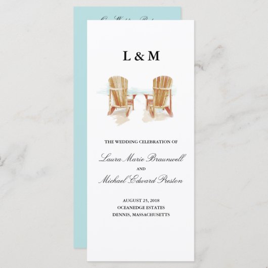 TwoWatercolor Adirondackチェア |式プログラム プログラム (正面/裏面)