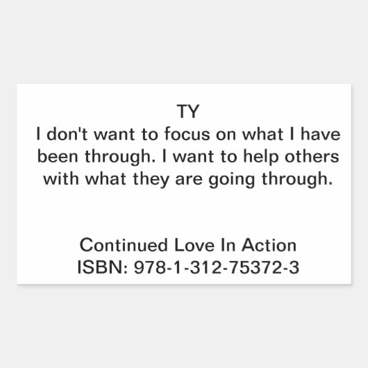 Ty引用文「継続的な愛の行動」 長方形シール (正面)