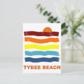 tybeeのビーチの海の日没の夏期休暇のおもしろい ポストカード (スタンド正面)
