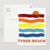 tybeeのビーチの海の日没の夏期休暇のおもしろい ポストカード (正面/裏面)