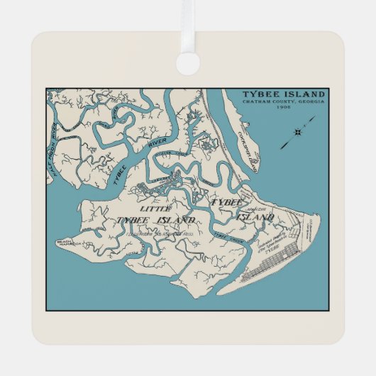 Tybee Island Georgia 1906 マップ オーナメント (正面)