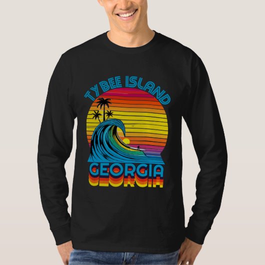 Tybee Island Georgia Retro Throwback Surf & Beach Tシャツ (正面)