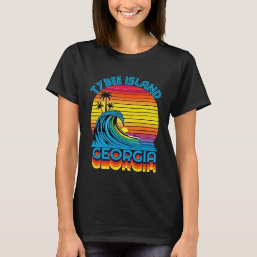 Tybee Island Georgia Retro Throwback Surf & Beach  Tシャツ (正面)