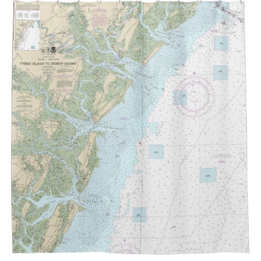 Tybee Island to Doboyサウンド航海のグラフ11509 シャワーカーテン (正面)
