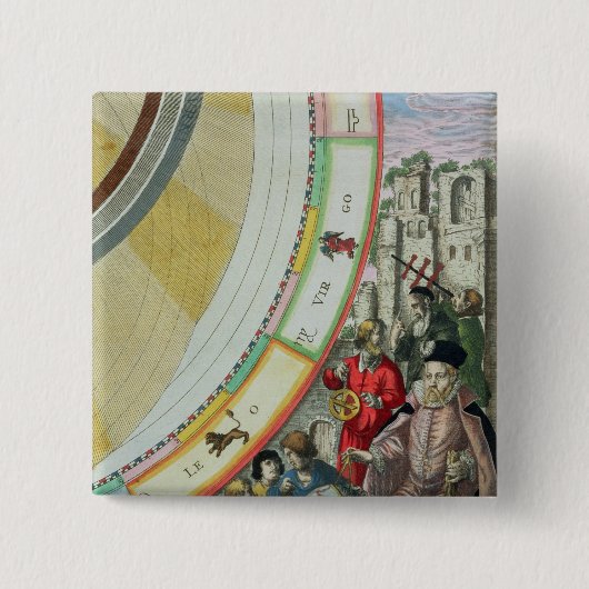 Tycho Braheの彼の示す地図からの詳細 缶バッジ (正面)