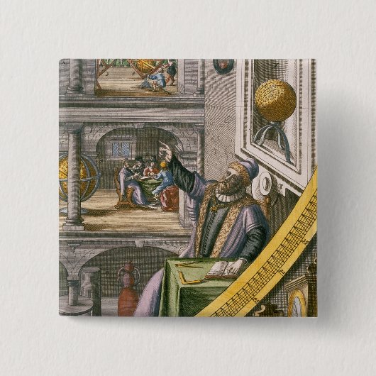 Tycho Brahe (1546-1601年)は彼のastroの中の40を、老化させました 缶バッジ (正面)