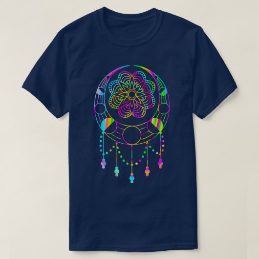 Tye染天月相Zen Yoga Bohemian Tシャツ (デザイン正面)