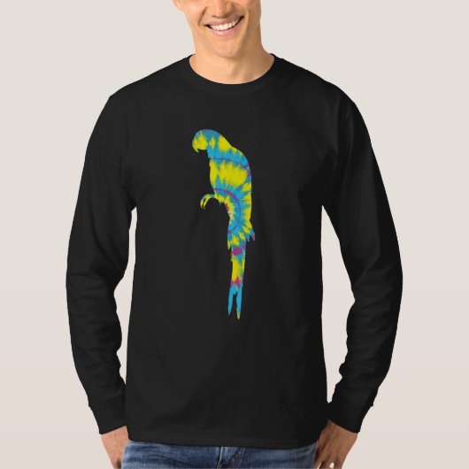 Tye Die Scarlet Macaw Colourful Parrot Bird Tropic Tシャツ (正面)