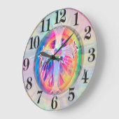 Tye Dye Crossとハートの中心 ラージ壁時計 (傾斜)