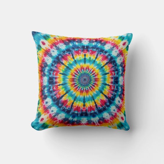 Tye-Dye Psychedelic Square Living Room or Bedroom クッション (正面)