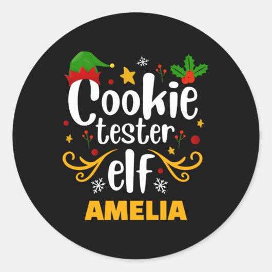 Tygraphy Cookie Tester Elf Family Matching T Shirt ラウンドシール (正面)