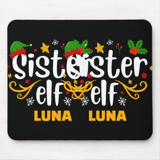 Tygraphy Sister Elf Fun Family Matching T Shirt  マウスパッド (正面)