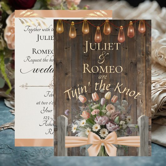 Tyin' the Knot Wildflowers & Ribbon - ピーチ