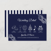 Tying Knot Nautical Rope White&Navy Wedding Detail エンクロージャーカード (正面/裏面)