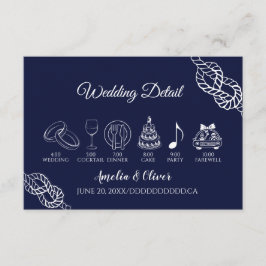 Tying Knot Nautical Rope White&Navy Wedding Detail エンクロージャーカード