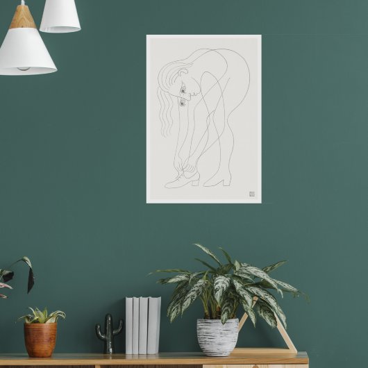 Tying Laces - Large Archival Drawing Print ポスター (リビング1)