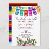 Tying The Knot Cactus Floral Engagement Fiesta 招待状 (正面/裏面)