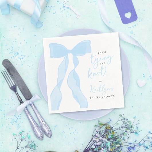 Tying The Knot Elegant Blue Bow Bridal Shower スタンダードカクテルナプキン