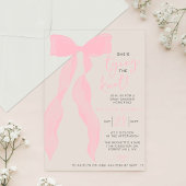 Tying The Knot Elegant Pink Bow Bridal Shower アクリル招待状