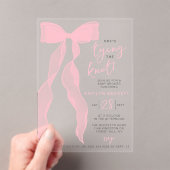 Tying The Knot Elegant Pink Bow Bridal Shower アクリル招待状 (インサイチュ (ポータブル))