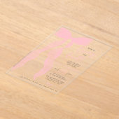 Tying The Knot Elegant Pink Bow Bridal Shower アクリル招待状 (レイダウン)