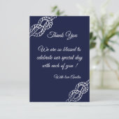 Tying The Knot Nautical Rope White & Navy Wedding サンキューカード (スタンド正面)