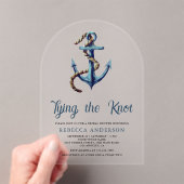 Tying the Knot Navy Blue Anchor Rope Bridal Shower アクリル招待状 (インサイチュ (ポータブル))