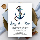 Tying the Knot Navy Blue Anchor Rope Bridal Shower 招待状