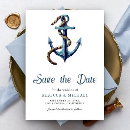 Tying the Knot Navy Blue Anchor Rope Wedding セーブザデート