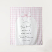 Tying The Knot Pink Bow Bridal Shower Welcome タペストリー (正面)