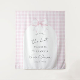 Tying The Knot Pink Bow Bridal Shower Welcome タペストリー