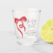 Tying the Knot Red Coquette Bow Bachelorette Party ショットグラス (正面)
