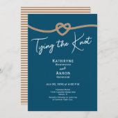 Tying the Knot Rope Coastal Blue Nautical Wedding  招待状 (正面/裏面)