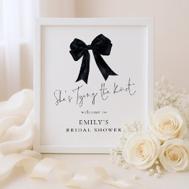 Tying The Knot Welcome Black Bow Bridal Shower ポスター