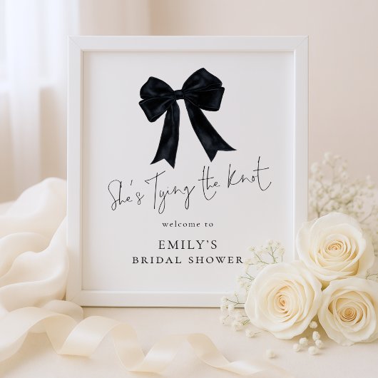 Tying The Knot Welcome Black Bow Bridal Shower ポスター