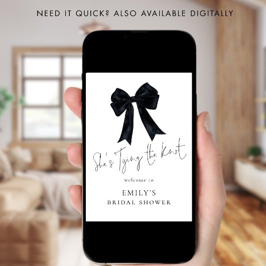 Tying The Knot Welcome Black Bow Bridal Shower ポスター
