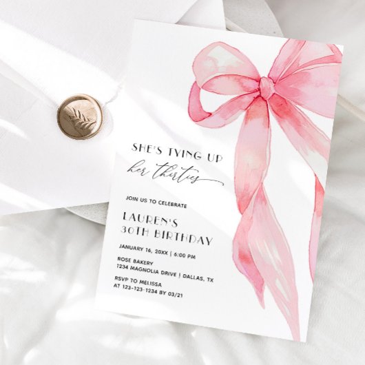 Tying Up Her Thirties Coquette Bow 40th Birthday 招待状