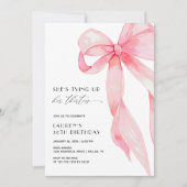 Tying Up Her Thirties Coquette Bow 40th Birthday 招待状 (正面)