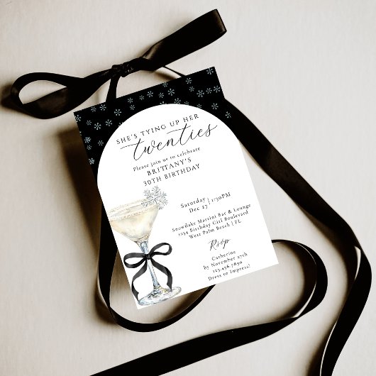 Tying Up Her Twenties Winter Themed 30th Birthday 招待状