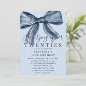 Tying Up My 20s Blue Coquette Bow 30th Birthday 招待状 (スタンド正面)