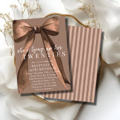 Tying Up My 20s Brown Coquette Bow 30th Birthday 招待状