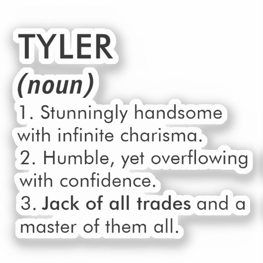 Tyler name, Editable name, Custom name シール (正面)