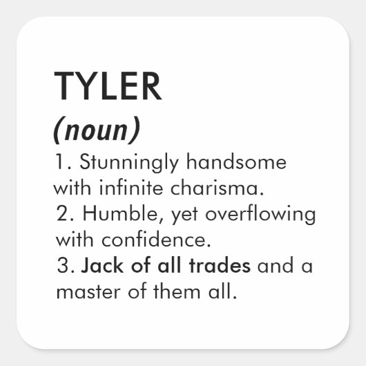 Tyler name, Editable name, Custom name スクエアシール (正面)