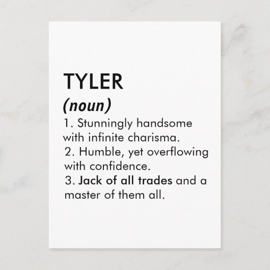 Tyler name, Editable name, Custom name ポストカード (正面)