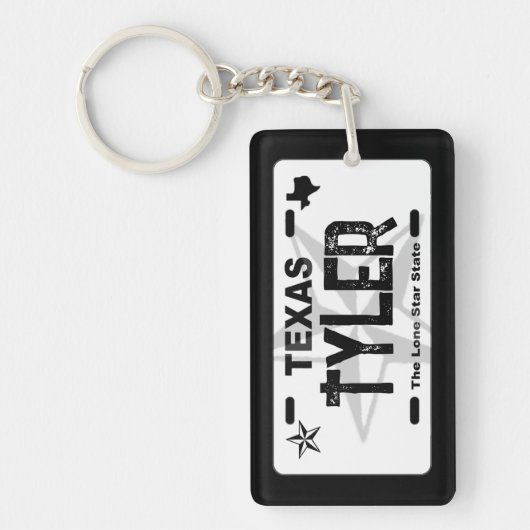 Tyler Texas black license plate keychain キーホルダー (正面)