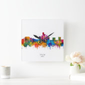 Tyler Texas Skyline スクエア壁時計 (ホーム)