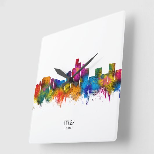 Tyler Texas Skyline スクエア壁時計 (傾斜)
